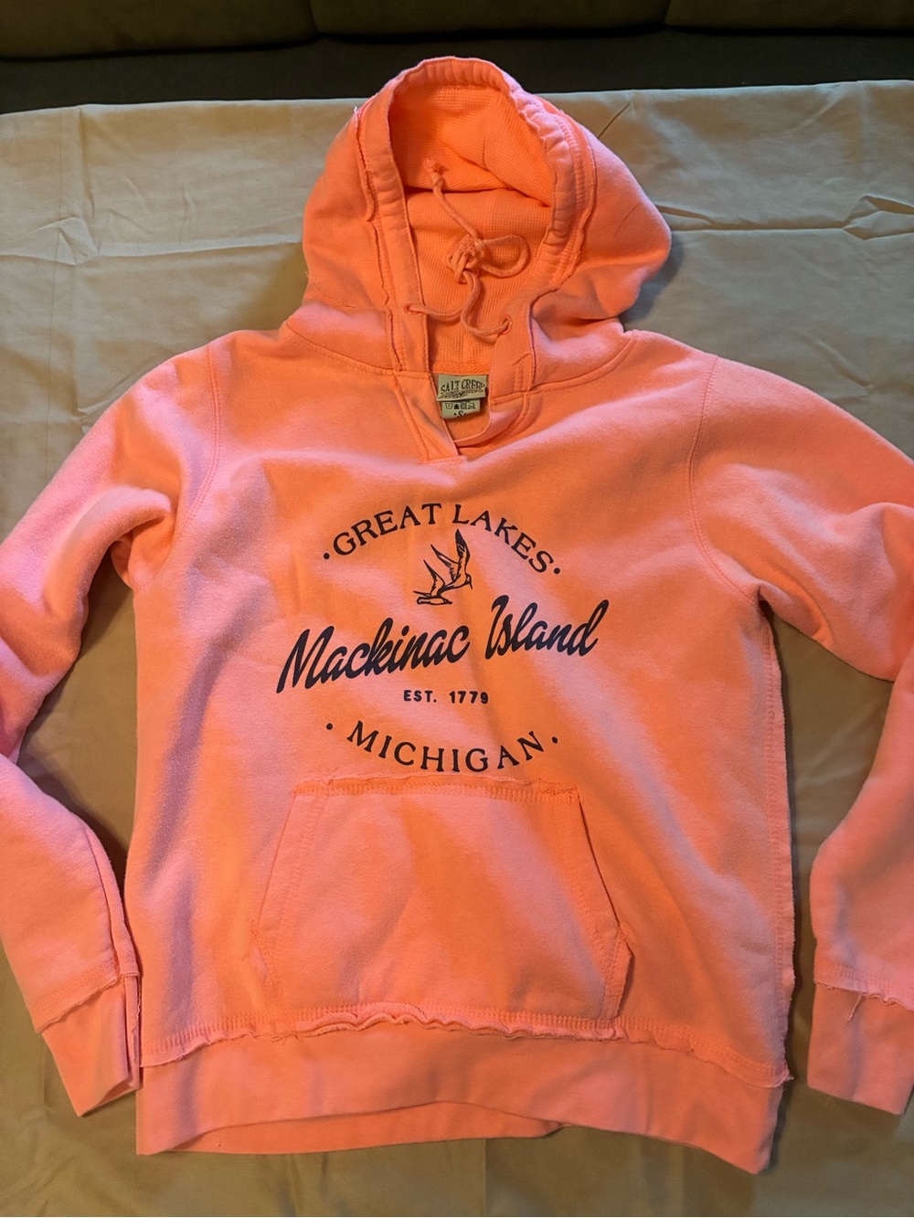 Women’s Mackinac Island Peach Hooded Pullover Sweatshirt
